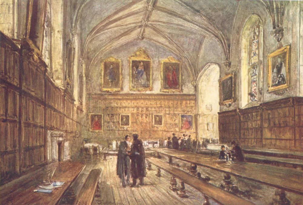 OXFORD. Interior of the Hall, Magdalen College 1903 old antique print picture